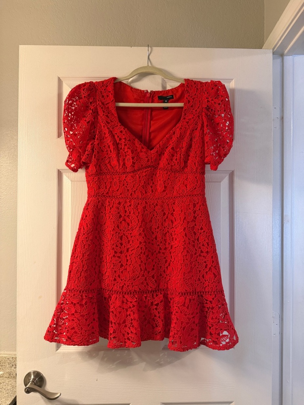 Aqua Red Lace Mini Dress